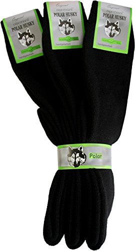 Polar Husky® 3 Paar Original Kniestrümpfe mit Schafwolle - in Schwarz Größe 43/46