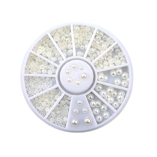 TEHAUX 200 Pçs/Caixa Decoração Branca Joias Para Unhas Decorações Para Unhas Para Arte De Unhas Meia