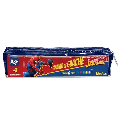 DAC - Kit Estojo com Tintas Guache com 6 Cores - Homem Aranha