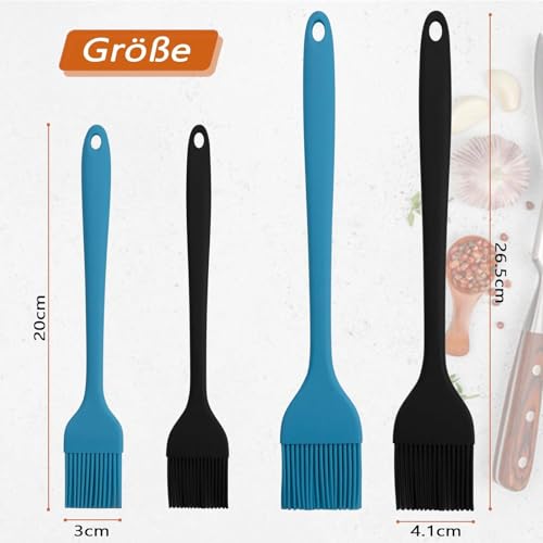 Hitzebeständige Backpinsel, 4er-Pack Hitzebeständige Kochpinsel, BPA-freier Silikon-Backpinsel Für Öl-Butter-Sauce, Lebensmittelpinsel Für BBQ-Grill, Barbecue, Küche, Backen, Kochen