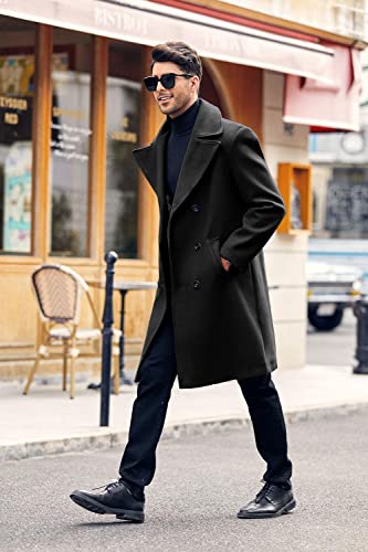 Makkrom Mens Double Breasted Trench Coat Casual Lapel Collar Business Winter Long Overcoats3