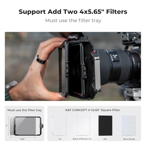 K&F Concept Matte Box With Carbon Fibre Top Flag, With ND4 ND32 Filter, Two 4 X5.65" Filter Trays, Camera Matte Box Compatible With 67Mm/ 72Mm/ 77Mm/ 82Mm/ 95Mm Lenses - 3