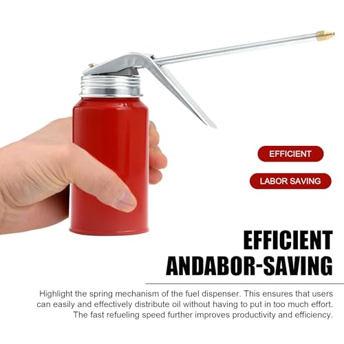 Anyhut 2 PCS Metal Pump Oil Can, 200ml Oil Dispenser with Spout, Cold Rolled Steel Oil Spray Can for Auto Motorcycles Bicycles Home Appliances, Manual Pump Oiler for Lubrication - Thumbnail 5