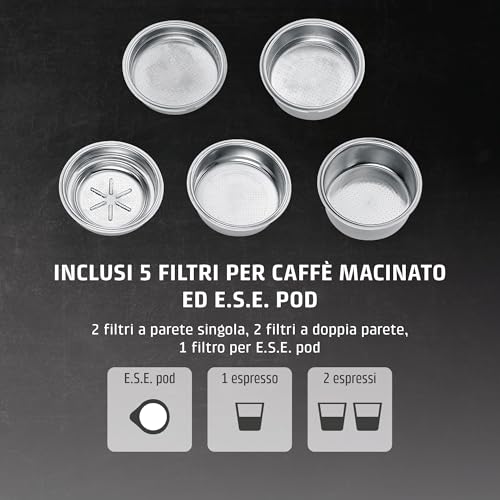 Caso Espresso Gourmet Crema - Macchina Per Il Trasporto Del Colino Con Montalatte, Espresso, Cappuccino, Portafiltro In Acciaio Inox, Pompa Ulka, Macchina Da Caffè In Polvere, Ese Pads - 4