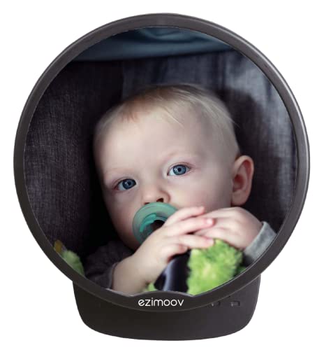 Ezimoov - Miroir Voiture rond Bébé Siège arrière - Rétroviseur Siège-auto Dos à la Route - Voir Votre Enfant en Toute Sécurité - Eco-Friendly matière rpet et Emballage Recyclable - Vue Large et Net Cover