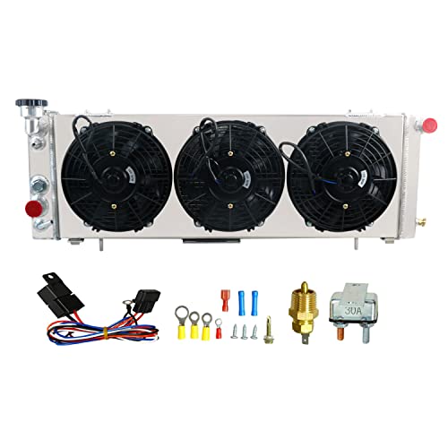 CoolingMaster Radiador de alumínio + ventilador de cobertura + relé compatível com Jeep Cherokee XJ Comanche AT/MT 1991-2001