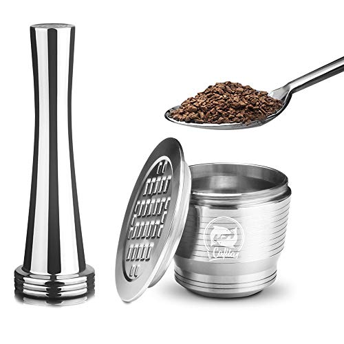 MG Coffee Food-Grade Stainless Steel Reusable Nespresso Capsule Permanent Coffee Pod Holder for Nespresso Original Line Machines with gifts (Square Hole)
