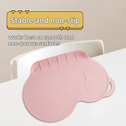 Silicone Placemats With Food Catching Pockets - 15 X 10” Home And Restaurant Table Mat - Non-Slip Suction Placemat For Toddlers (Pink) #TOP4