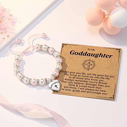 Goddaughter Gifts from Godmother Godfather Goddaughter Bracelet, Baptism First Communion Gifts Birthday Gifts for Goddaughter Girls3