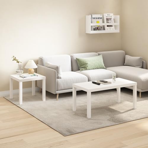 Furinno CLASSIC Side Table, Square Modern End Table with 1.8" Triple Thick Tabletop, Simple Night Stand, Bedside Table, Toolless Assembly, for Living Room, Bedroom, White by Furinno - Image 2