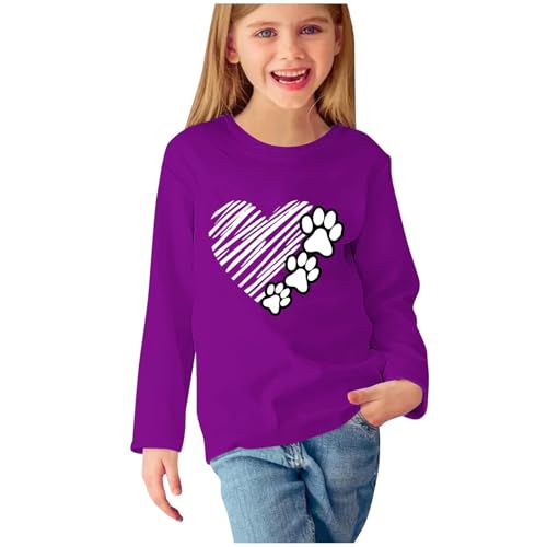 Binmer Dog Lover Shirts Cute Dog Cat Paw Graphic Tops for Girls Casual Long Sleeve Crewneck Pullover Pet Owner Gift Blouse