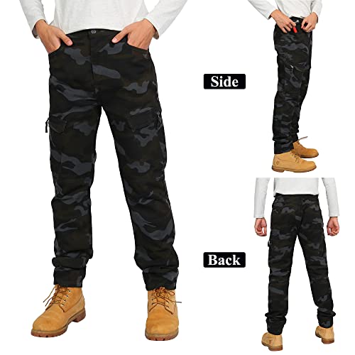 Aptro Men's Cargo Pants Camo Casual Work Military Tactical Pants Black Camo 34 #TOP3