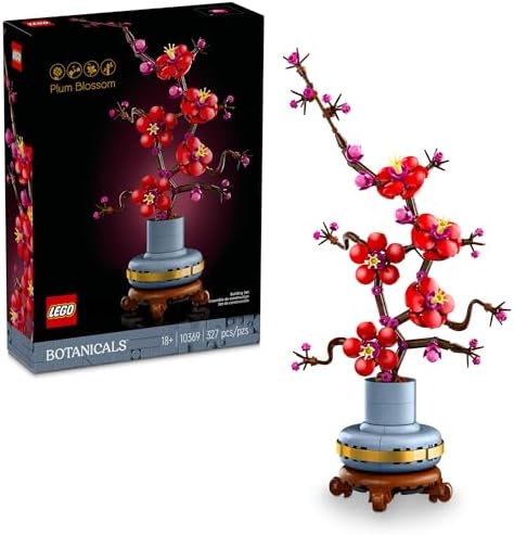 LEGO Icons Plum Blossom Flower Décor, Display, Zero Maintenance Plant Gift for Teens and Adults, Artificial Flower Home Décor, Office Décor, Botanical Collection Building Set, Relaxing Activity, 10369 - View 3