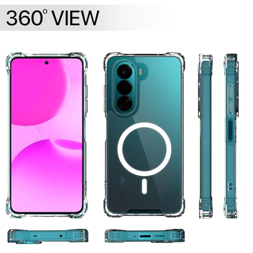 Image of Amazon Basics Back Cover for Realme P4x 5G Mag-Safe Shockproof PC + TPU Protective Case Magnetic Support Bumper Case (Transparent Mag-Safe)