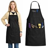 Celmuron Hair Stylist Apron, Professional Barber Apron with 4 Pockets, 34 Inch Long Adjustable Hairdresser Dog Grooming Apron