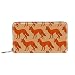 Produktbild Damen Geldbörse mit Reißverschluss und Handy, Clutch, Leder, Clutch, Kartenhalter, Organizer, Handgelenke, Orange Fuchs-Muster