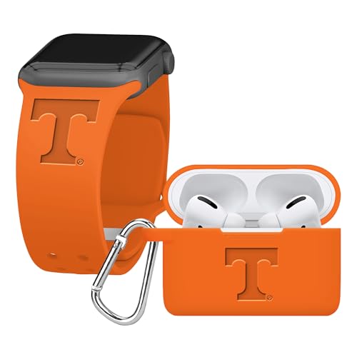 AFFINITY BANDS Tennessee Volunteers Engraved Silicone Combo Package Compatible with Apple Watch and AirPods Pro (42/44/45/49mm (46mm Series 11) Orange)