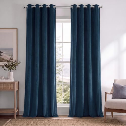 Signature Grommet Velvet Blackout Curtains (1Panel) 50Wx108L, Midnight Blue
