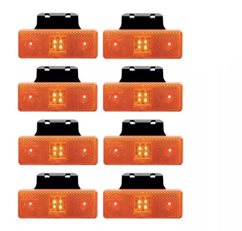 Generisch 8x LED Begrenzungsleuchten 24V Orange Positionsleuchten + Halterung E13 Prüfzeichen Markierung SMD Neu OVP Anhänger PKW LKW KFZ Landtechnik Traktor Schleppdienst