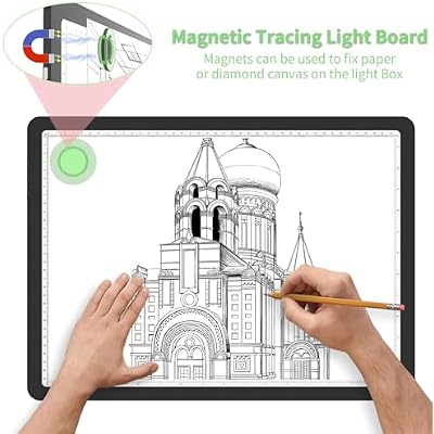 KOBAIBAN Diamond Art Light Board with Carry Bag, Rechargeable 4000mAh A3 Light Pad for Diamond Painting, Magnetic Light Board with Physical Buttons, 3 Color Modes for Tracing, Drawing, Sketching
