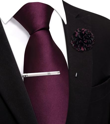 Image of Hi-Tie Pretied Boys Ties Solid Color Kids Adjustable Necktie Lapel Pin Clip Set Age 8-12 Wedding School Graduation