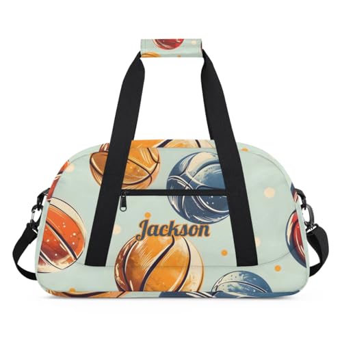 Tiaortas Personalized Basketball Duffel Bag for Boys, Custom Gym Bag Overnight Bags for Travel Weekender Practice