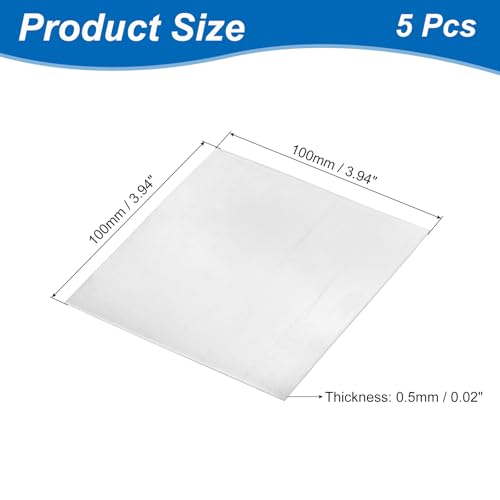 Image of uxcell 5 Pcs Zinc Sheets, 99.9% High Purity Zinc Plate 0.02 inchx4 inchx4 inch(0.5x100x100mm) Metal Zinc Foil Zinc Anode Strip for Science Lab Industry DIY Craft