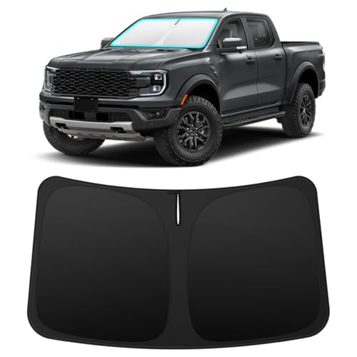 Image of INSAUTO Custom Fit Windshield Sun Shade for Ford Ranger 2019-2026 | Foldable Front Window Sunshade Car Accessories, UV & Heat Reflector, Keeps Interior Cool, Includes Storage Bag