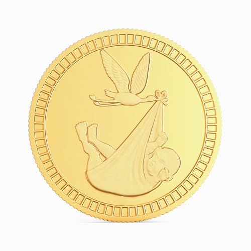Image of Joyalukkas 22K (916) Purity Gold Coin | Yellow Color | Round Shape | New Born Baby Design.