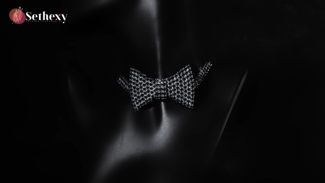 Etincelant Pierre Précieuse Tour De Cou Paillettes Nœud Papillon Collier Nœud Papillon Tennis