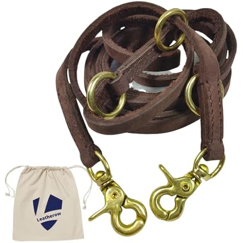 New Launch Leatherow Hands Free Dog Leash, Multifunctional Dog Training Leads, 8ft Leather Double Leash for Puppy, Small & Medium Dogs Cover