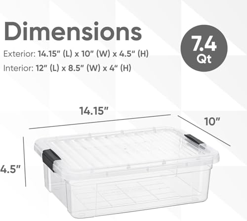 Image of Superio Storage Bins with Lids- 2 Pack, 7.4 Qt Clear Boxes for Organizing, Stackable Plastic Containers- BPA Free, Non-Toxic, Odor Free, Organizer for Home, Office, Dorm