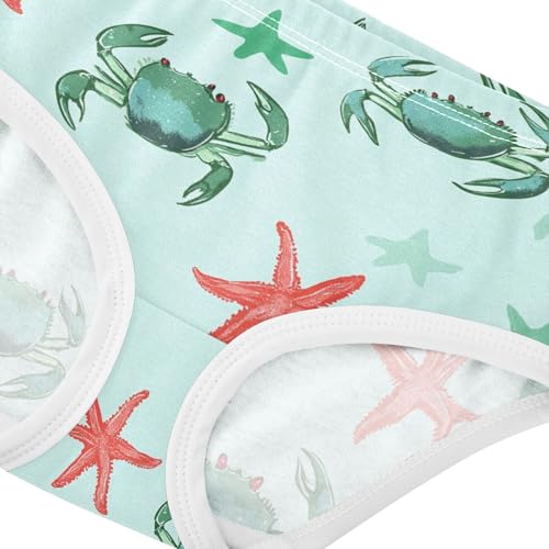 Wusikd Green Crabs Girls' Underwear Cotton Red Starfishs Girls Briefs Soft Toddler Underwear 2T4