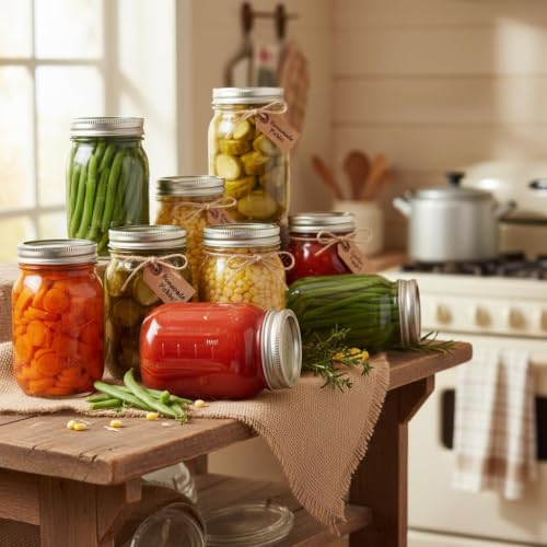 Image of STAR WORK- 500 ml Ball Regular Mouth Mason Jars Airtight lids and Bands. For Canning, Fermenting, Pickling - Store & Decor (5) Container