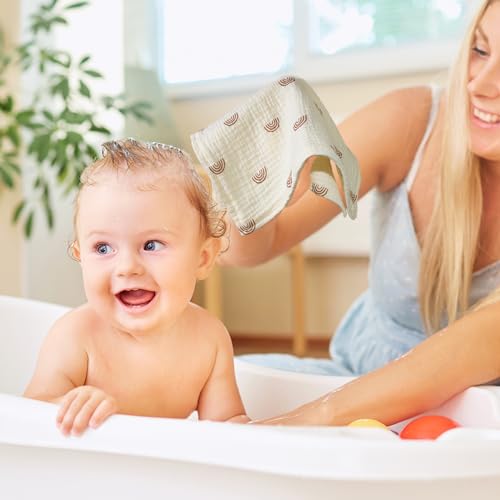 Image of Baby Muslin Washcloths 11x11 inch Soft and Absorbent Cotton Face Towels for Baby Boys&Girls 6 Pack