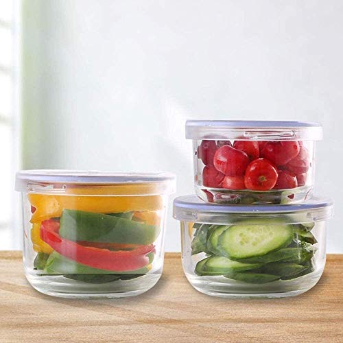 Cffdoifanh Bento Box, Glass Lunch Box; Glass Bowl; Fresh-Keeping Box With Lid; Round; Refrigerated Sealed Box; Lunch Box; Lunch Box, Snack Box, Fruit Box,Bento-Styled Lunch Solution Offers Durable (Si #TOP1
