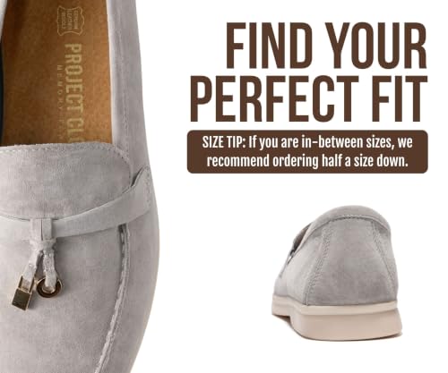 Image of Project Cloud 100% Genuine Leather Slip-on Casual Loafers for Women | Memory Foam Insole Lightweight Womens Loafers - Non-Slip Moccasins Comfortable Casual Footwear - Comfortable Loafers Women
