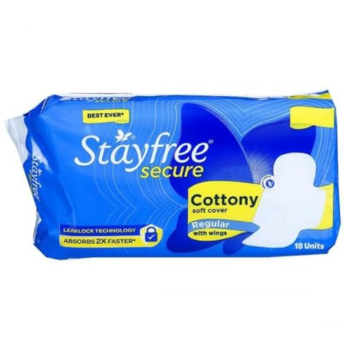 Image of Stayfree Secure Cottony Soft Cover with Wings Sanitary Pads - Regular 18 Count (Pack Of 1)
