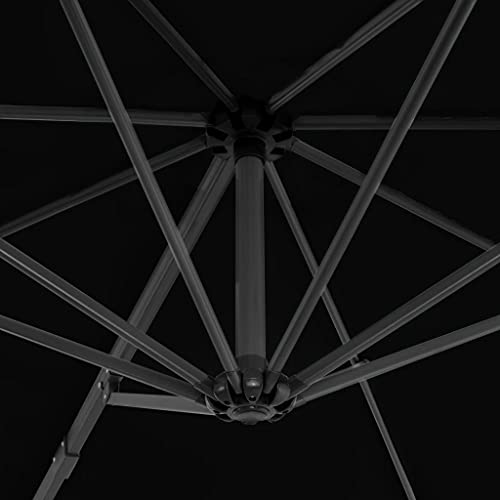 Sombrilla voladiza de aluminio texturizado negro de 300 cm con juego de muebles estables 5