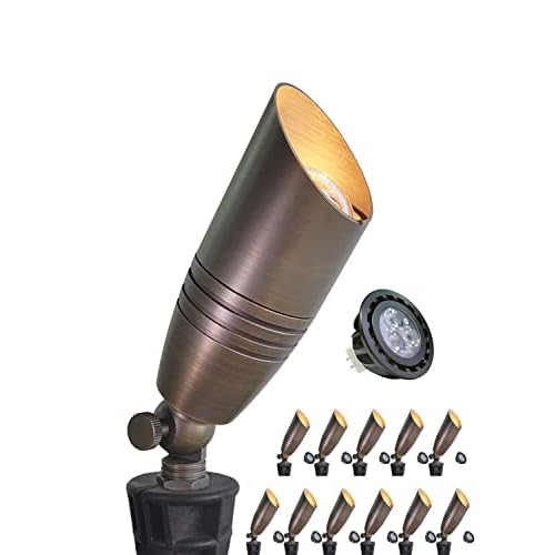 MALORY Brass Landscape Spotlights 12-Pack - 12V LED Uplights