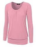 MBJ Womens Long Sleeve Front and Back Shirring Raglan Top - Made in USA