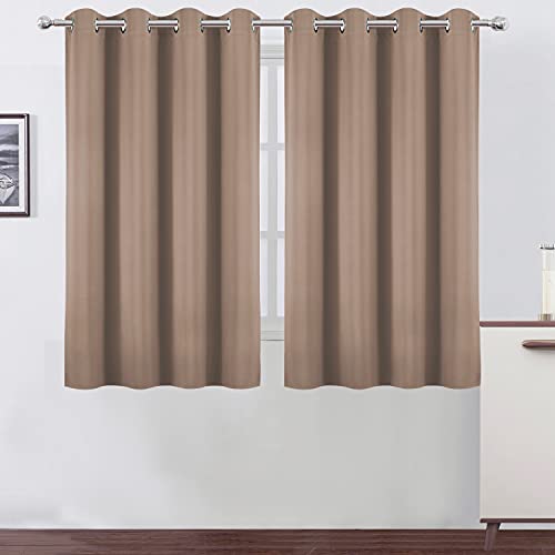 Image of LEMOMO Cappuccino Blackout Curtains/52 x 45 Inch Length Set of 2 Panels Grommet Short Bedroom Curtains