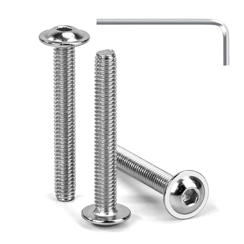Tunejoy Tornillos de Cabeza Alomada con Brida M4 x 30 mm Tornillo de Cabeza Hexagonal de Acero Inoxidable A2 V2A Tornillos Máquina con llave Allen Rosca Completa 30 Piezas