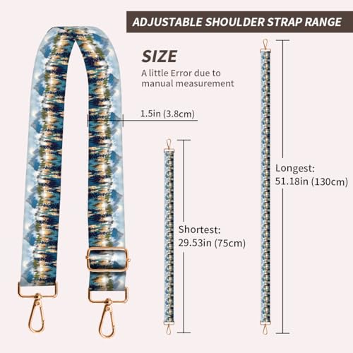 Image of Purse Strap Replacement Crossbody, 3.8cm Wide Shoulder Strap Adjustable Replacement Belt Gold Buckle