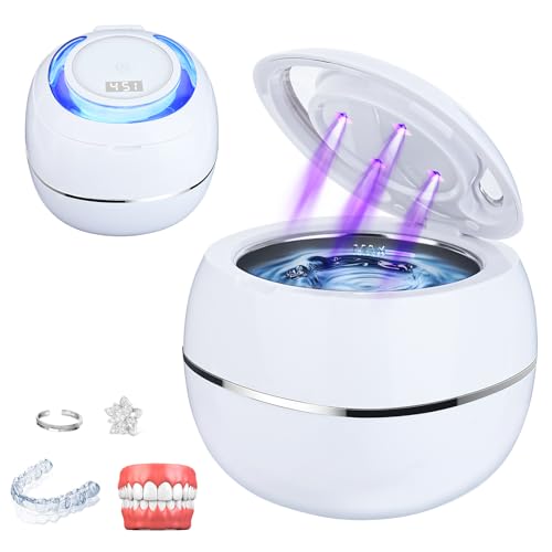Coikes Limpiador Ultrasónico UV 42KHz Limpiador Ultrasonidos Dental para Dentaduras Postizas, Alineador, Retenedor Joyería De La Máquina De Limpieza Para Joyas y Todos los Aparatos Dentales