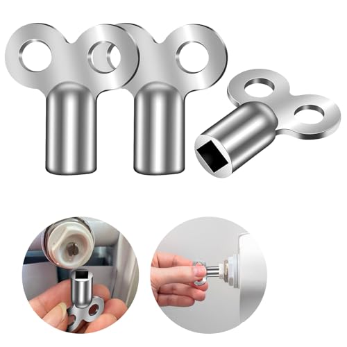Flintronic Lot de 3 Clés de Purge Radiateur Universelle, Clé de Purge Robuste, Clé de chauffage, Clés Radiateur Compact en Aluminium pour presque tous les...
