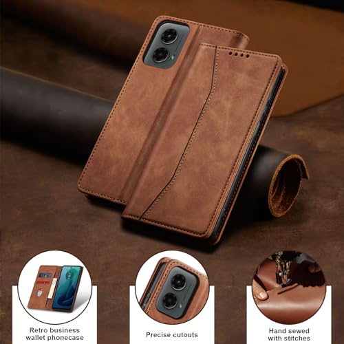 Image of Jasonyu Flip Wallet Case for Moto G 5G (2024),Brown