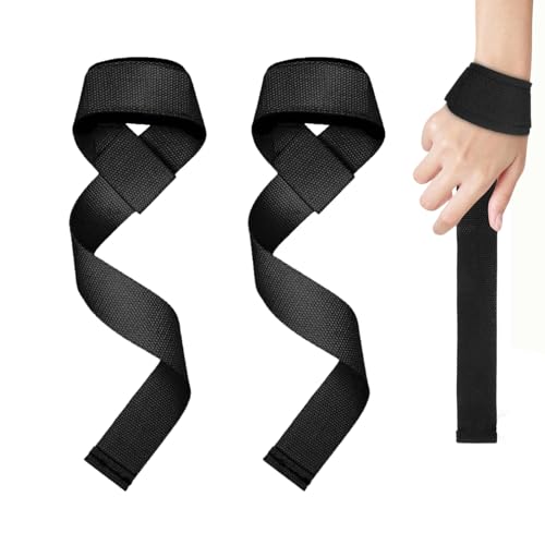GoodTool Weightlifting Support Straps (2-Pack Black) Enhanced Wrist Support for Deadlifts Pull-Ups & Gym Training Unisex