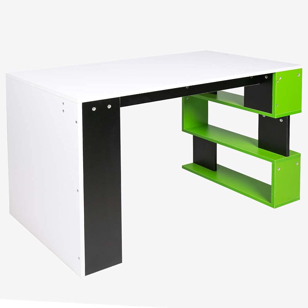 BAKAJI Scrivania con Libreria 3 Ripiani Tavolo da Lavoro Porta Pc Computer Struttura e Piano in Legno MDF Arredamento Casa Ufficio Cameretta Design Moderno Dimensioni 120 x 60 x 75 cm (Verde)