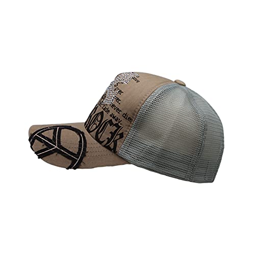 Withmoons Meshed Baseball Cap Cross Rhinestones Trucker Hat Kr11338 (Grey) #TOP2